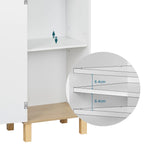 Tall Bathroom Cabinet with 5 Compartments 1 Drawer Adjustable Partitions 39x179x30cm Shower Corner Shelf Storage Rack