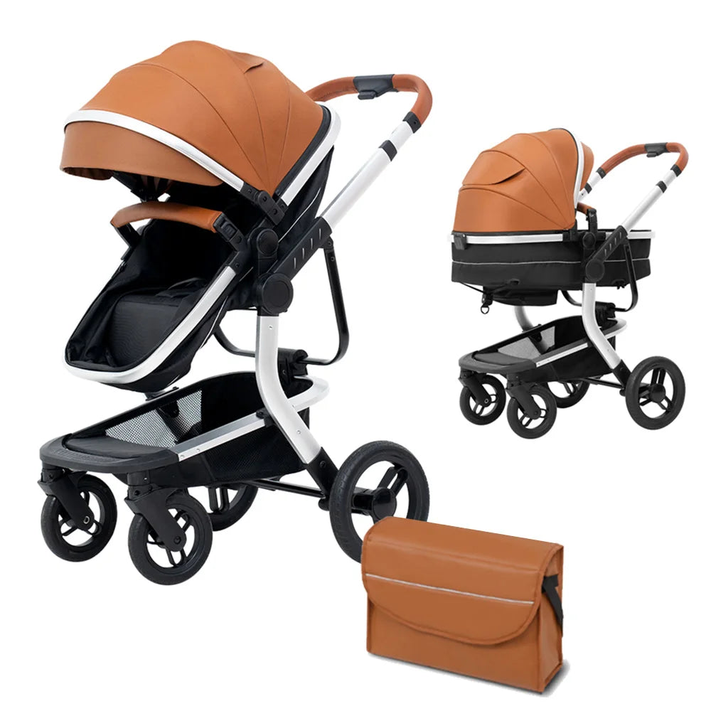 Standard Baby Stroller,Foldable Portable Pram, High Landscape Baby Carriage, Reversible Pushcar for Newborn Toddler