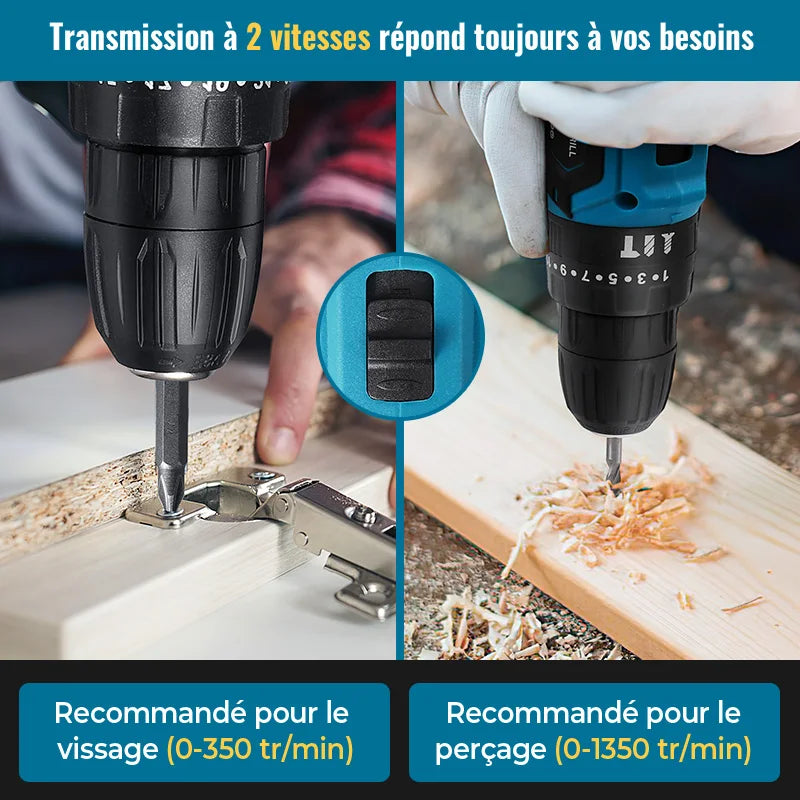 1350rpm Speed Cordless Impact Drill High-power Rechargeable Electric Drill Lithium Battery Multifunctional Screwdriver