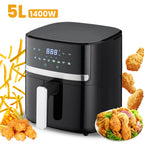 1400W 5L Air Fryer Stainless Steel Visible wide Capacity Electric Oven LED Display Touch set Multifunctional Electric Frye