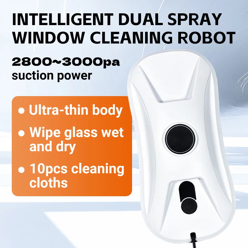 Ultra-Light Window Cleaner Robot Automatic Double Spray Water Intelligent Ultra-Thin Wipe Wash High-Rise Window Glass