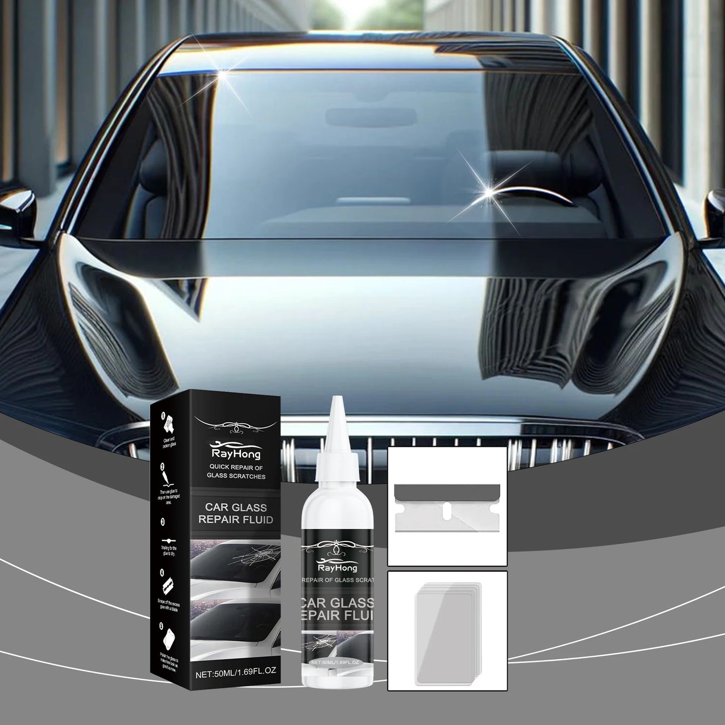Car Glass Repair Adhesive Fixing Windshield Cracks Remove Scratch Enhance Impact Resistance Truck Motorcycles Broken Repair Set