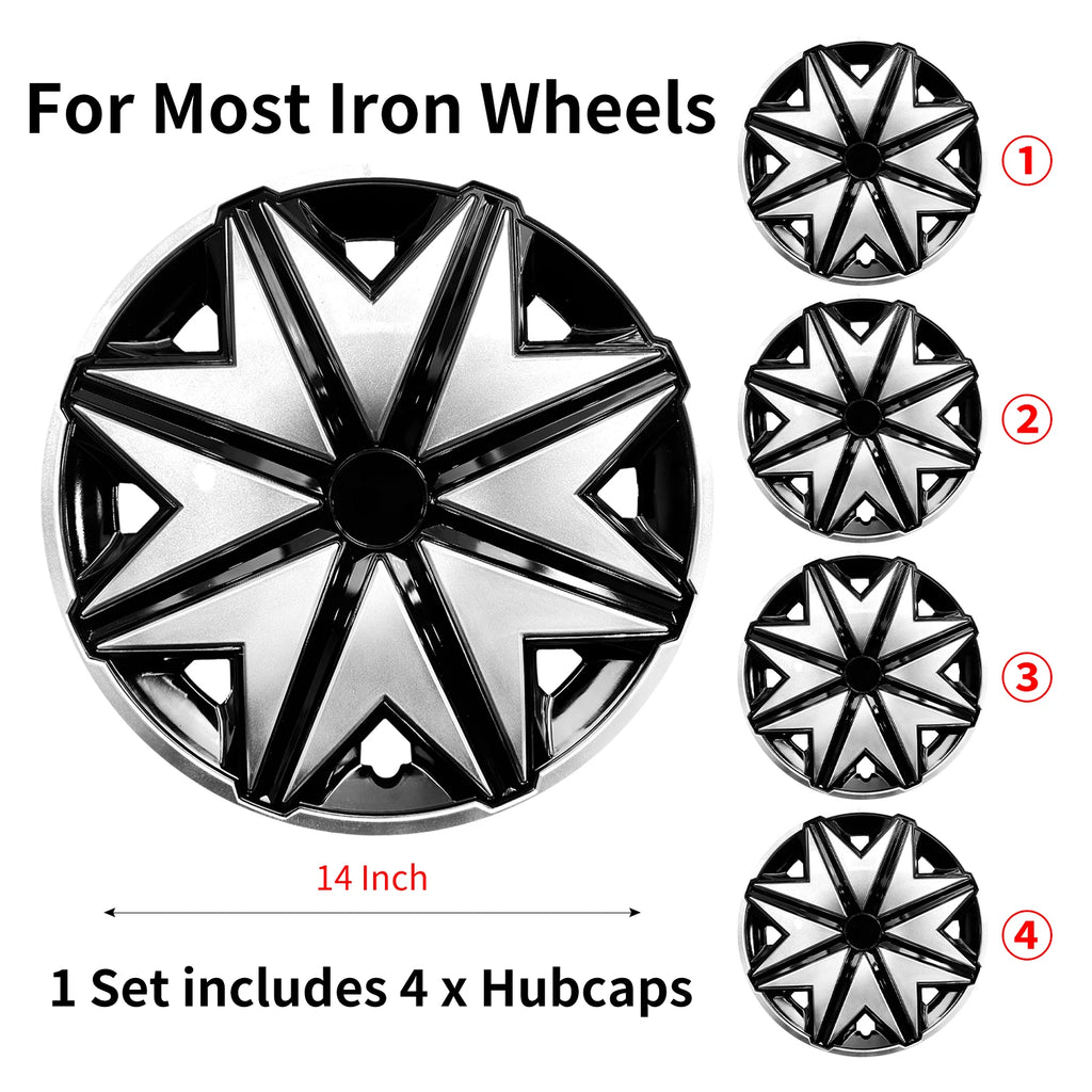 Hubcap Wheel Cover Replacement R14 Hub Caps Universal Wheel Rim Cover ABS Material Exterior Accessories Car Truck SUV -Set of 4