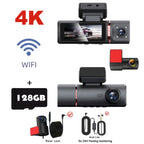 3 Channel Car DVR UHD 4K 3-Lens Inside Vehicle Dash Cam Three Way Came
