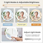 Full-Length Vanity Desk with Mirror and Lights, Golden Handles Makeup Vanity with 6 Drawers and 7 Compartments, 3 Lighting Modes
