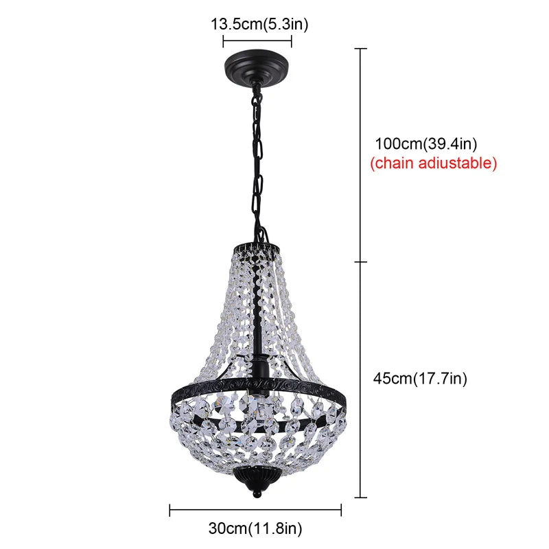 Retro Pendant Light Luxury Crystal Basket Ceiling Lamp Chandelier Led Nordic Dining Living Room Decor Hanging Lustre Fixture
