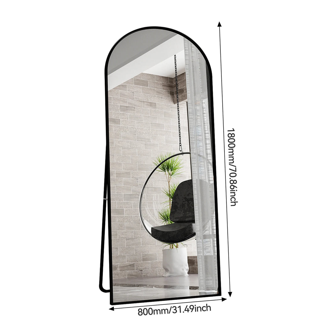 Full-length mirror, curved stand mirror, large full-length mirror, wall mounted, leaning mirror, standing mirror,