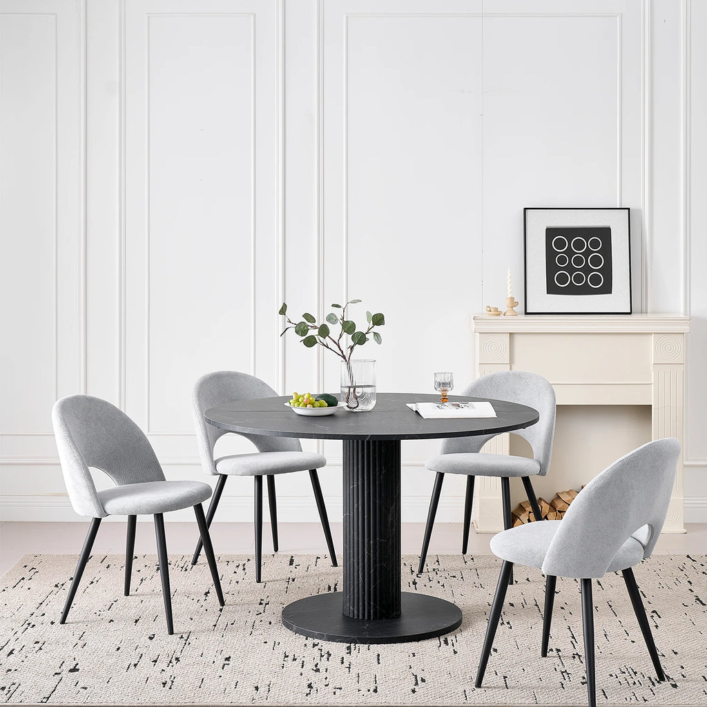 Modern Simple Round Dining Table, Solid Wood Stable Base Dining Table for 4-6 People, Suitable for Bedroom/Living Room