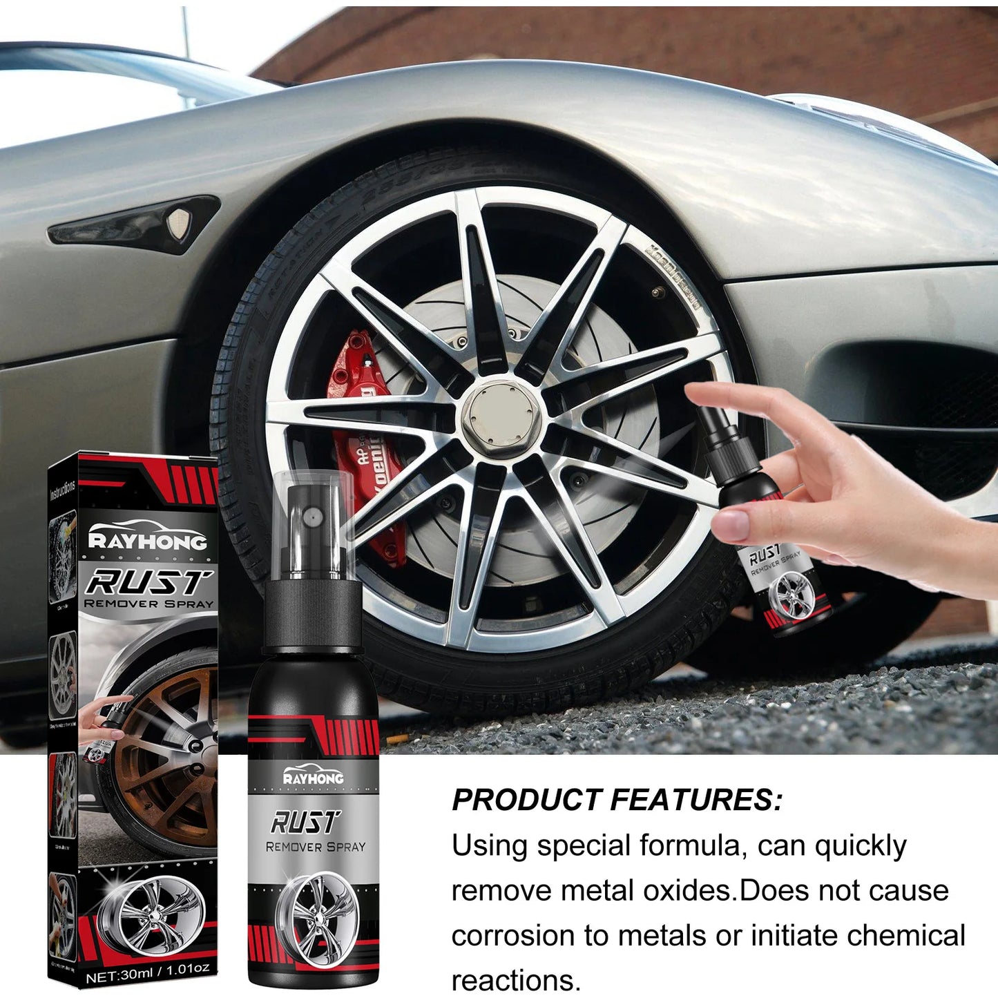 Metal Chrome Paint Clean Super Rust Remover Cleaner Derusting Spray 30ml Car Rust Removal Spray for Car Maintenance Cleaning