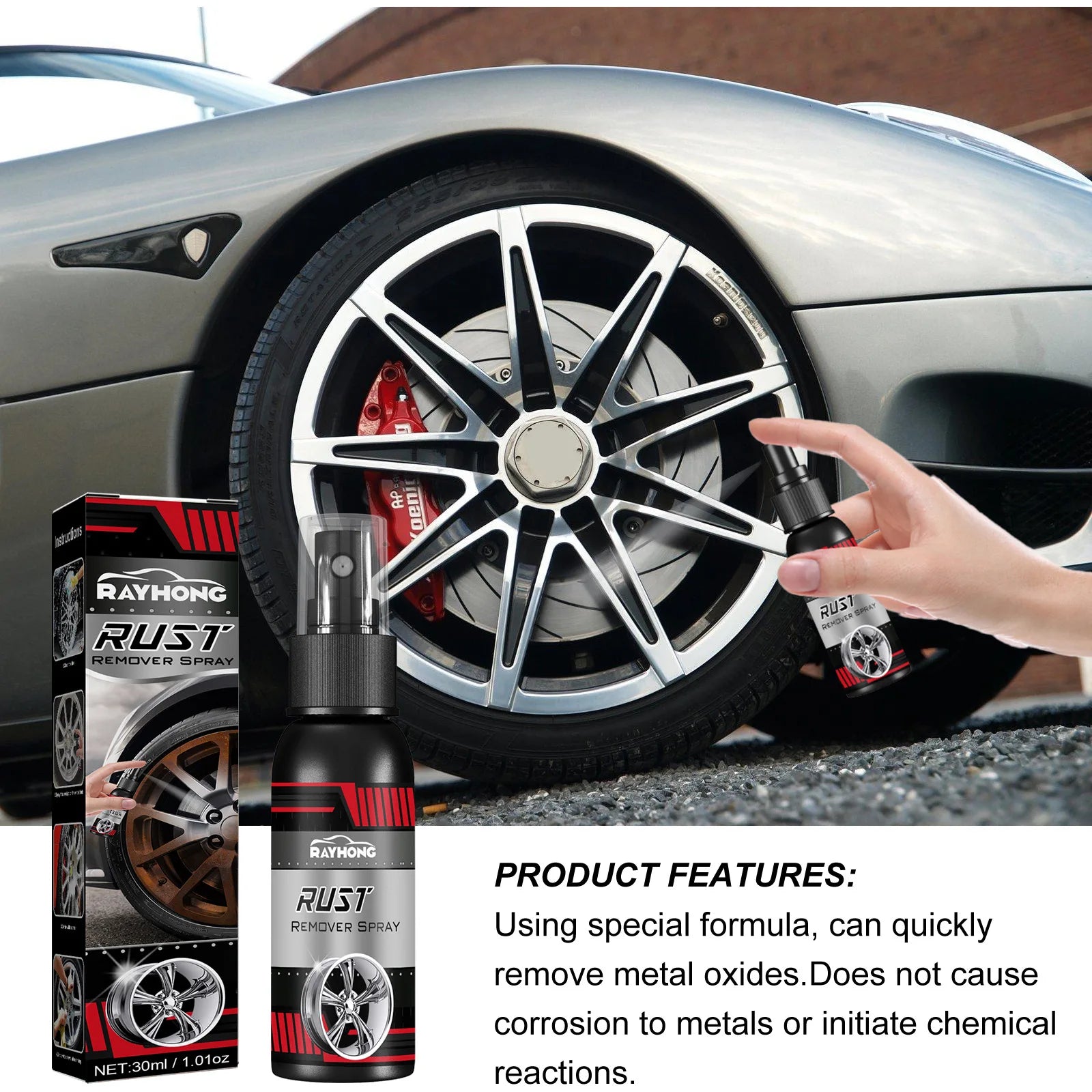 Metal Chrome Paint Clean Super Rust Remover Cleaner Derusting Spray 30ml Car Rust Removal Spray for Car Maintenance Cleaning