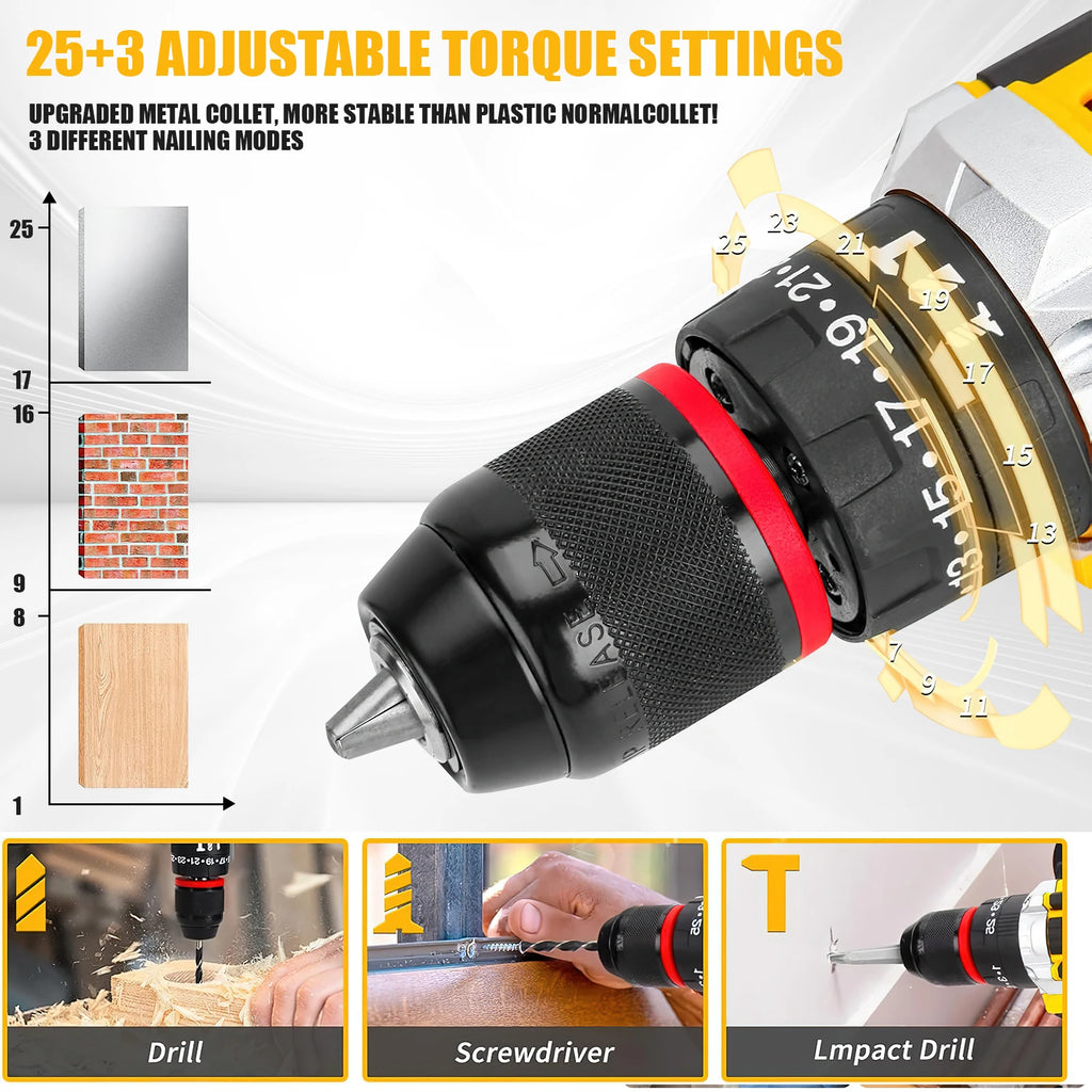 21V Cordless Drill Electric Screwdriver Electric Impact Drill Mini Wireless Power Driver DC Lithium-Ion Battery Power Tools