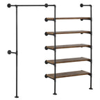 WOLTU Wardrobe Vintage Industrial Coat Rack Clothes Rack Steel Tubing MDF Wall Mounted Clothing Store Display Storage Shelf