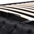Adult chest bed 180x200 cm, double bed with slatted box and LED lighting, PU bed headboard PU, Black