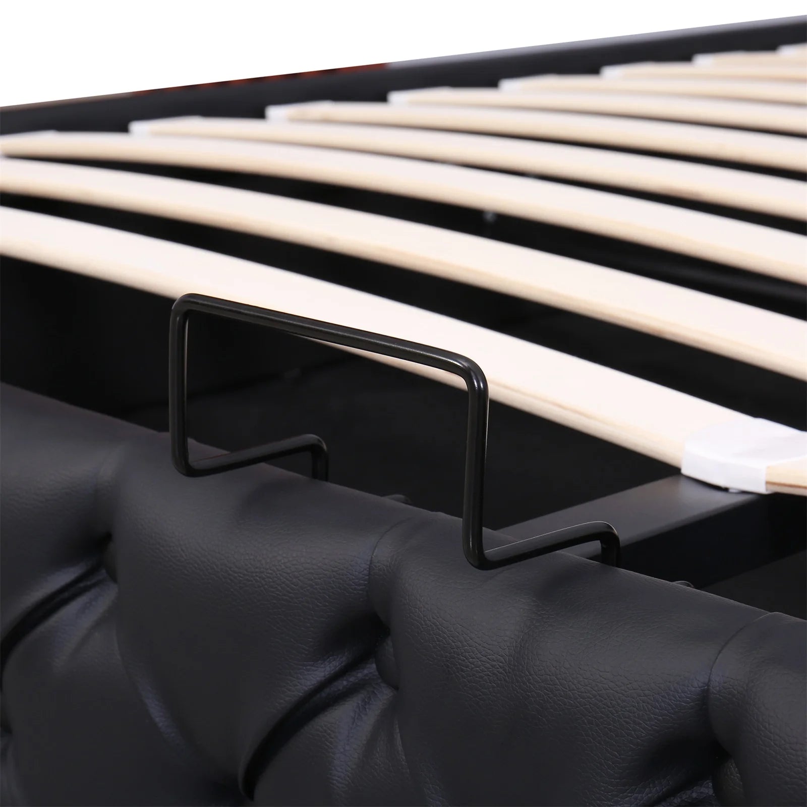 Adult chest bed 180x200 cm, double bed with slatted box and LED lighting, PU bed headboard PU, Black