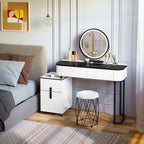 WOLTU 1Set Modern Dressing Table with LED Lighting 3 Colors Girls Women Vanity Cosmetic Table Drawers 1 Side Cabinet