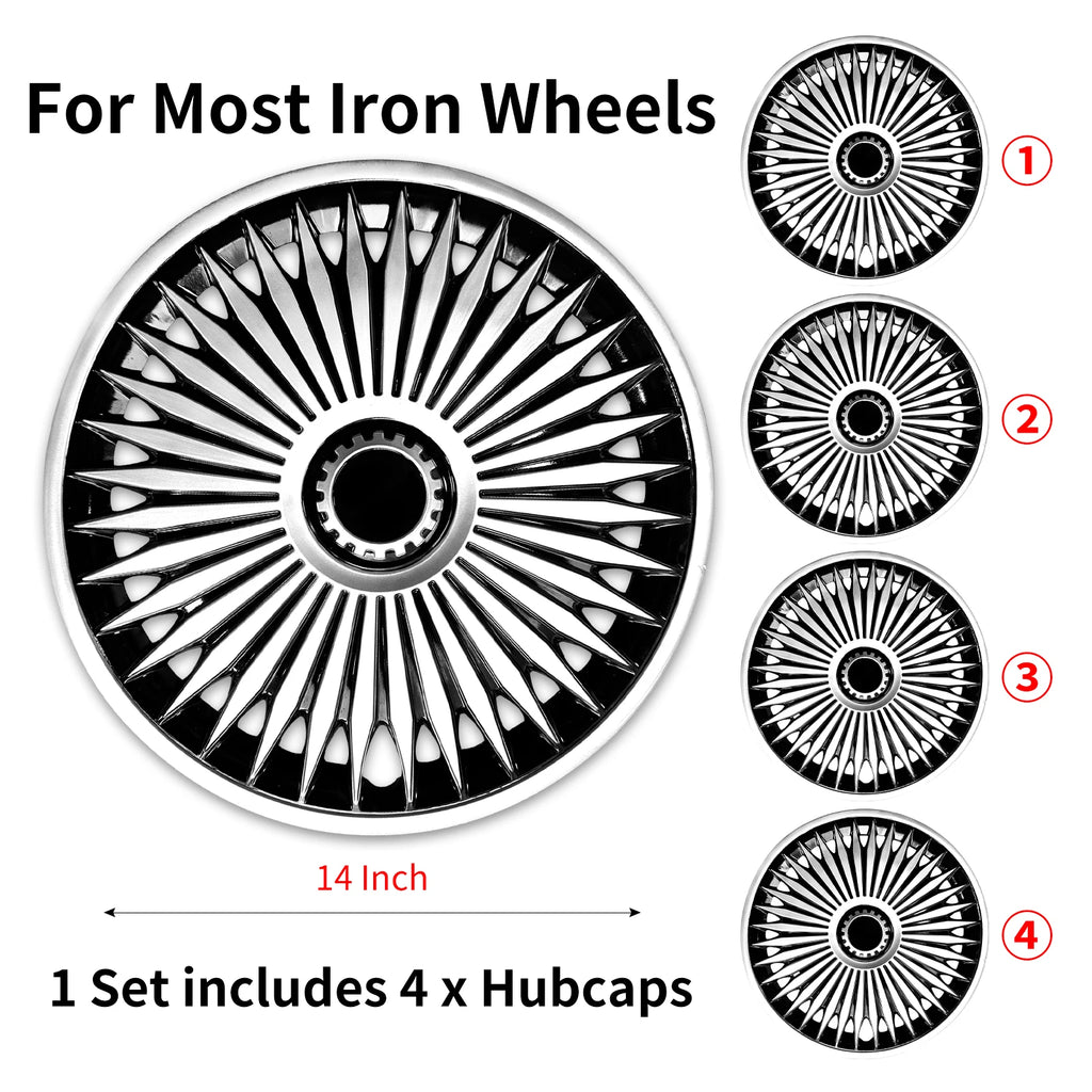 Hubcap Wheel Cover Replacement R14 Hub Caps Universal Wheel Rim Cover ABS Material Exterior Accessories Car Truck SUV -Set of 4