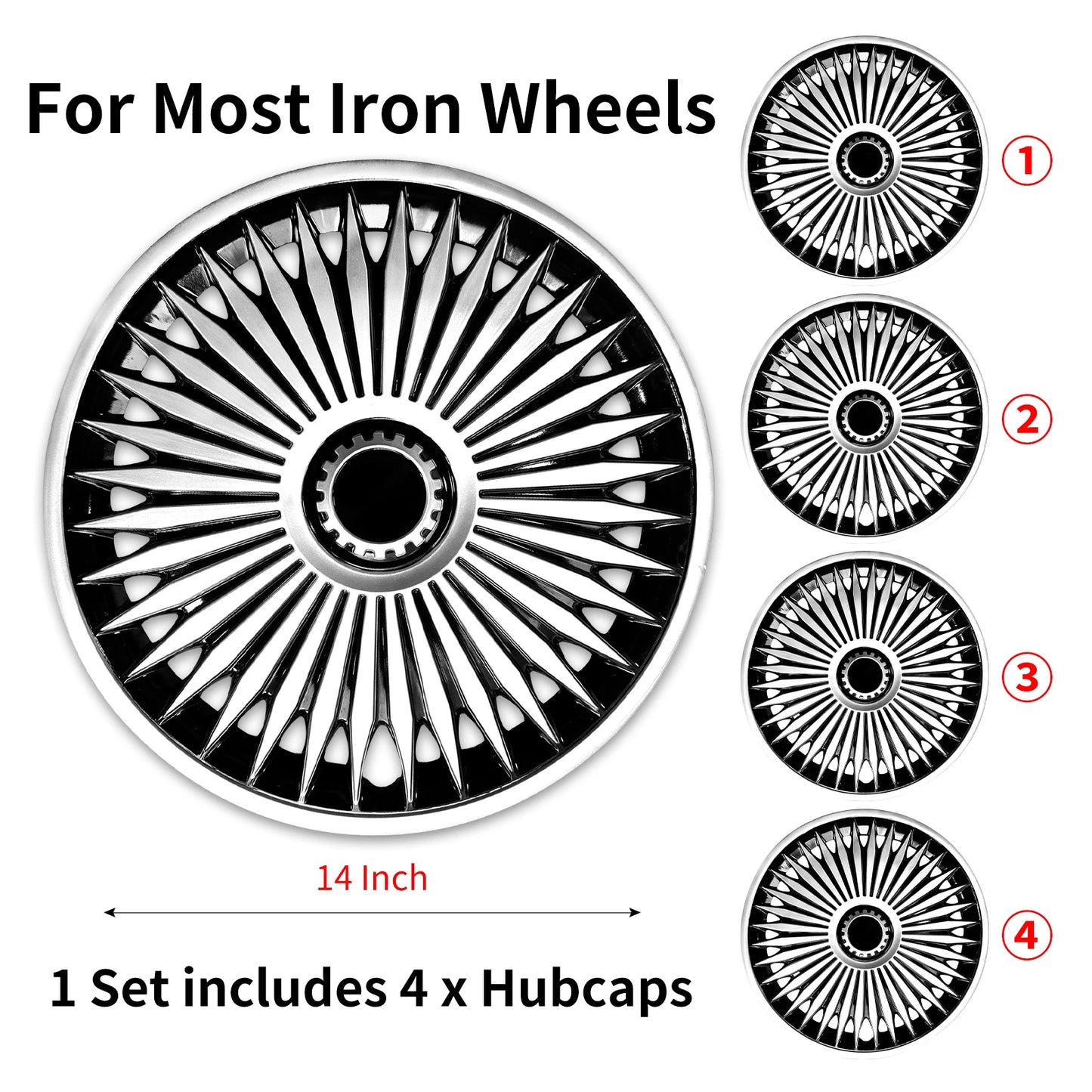 Hubcap Wheel Cover Replacement R14 Hub Caps Universal Wheel Rim Cover ABS Material Exterior Accessories Car Truck SUV -Set of 4