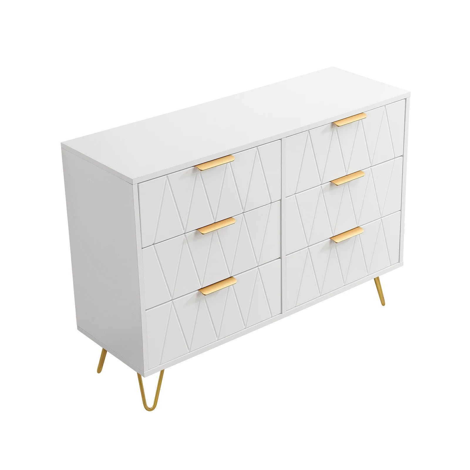 ROSAHQNDA 6-drawer chest of drawers, 4-drawer dresser, modern storage cabinet with metal legs, creative MDF storage cabinet