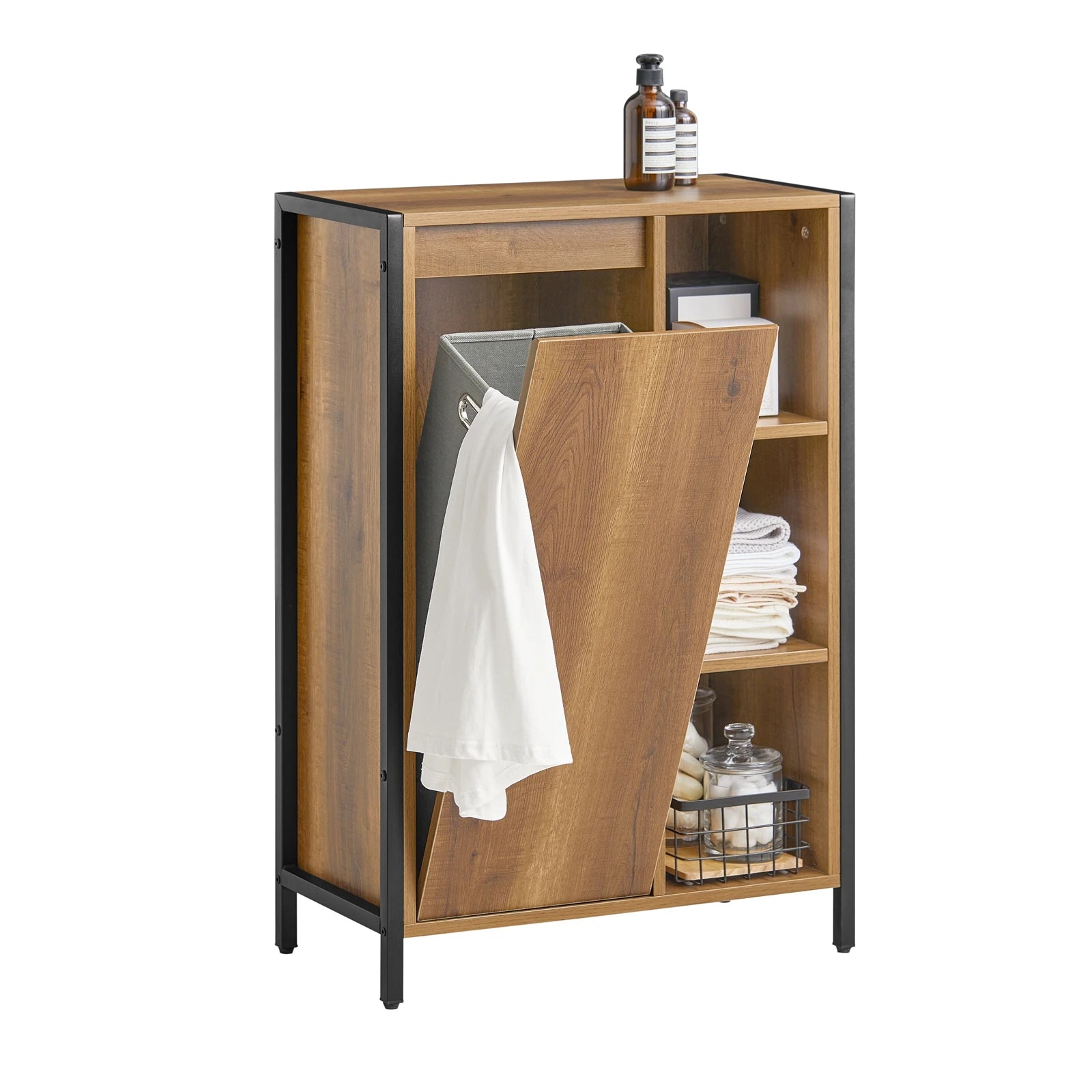 SoBuy BZR65-PF laundry wardrobe with fold-out laundry bags laundry bag laundry chest laundry basket bathroom furniture BHT approx.: 60x90x30cm