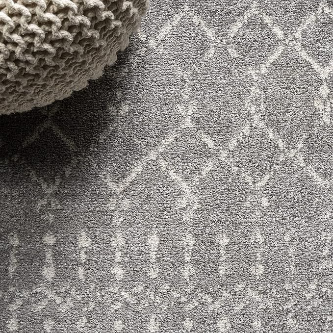 JONATHAN Y Boho Vintage Diamond Gray/Ivory Indoor Area Rug 5X8 ft, Moroccan Hype for Living Room, Bedroom, Kitchen, Office, Easy-Cleaning, High Traffic, Pet-Friendly, Non-Shedding (MOH101C-5)