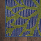 Nourison Home Aloha Indoor-Outdoor Navy Multicolor 2'8" x 4' Area Rug, Easy Cleaning, Non Shedding, Bed Room, Living Room, Dining Room, Backyard, Deck, Patio (3x4)