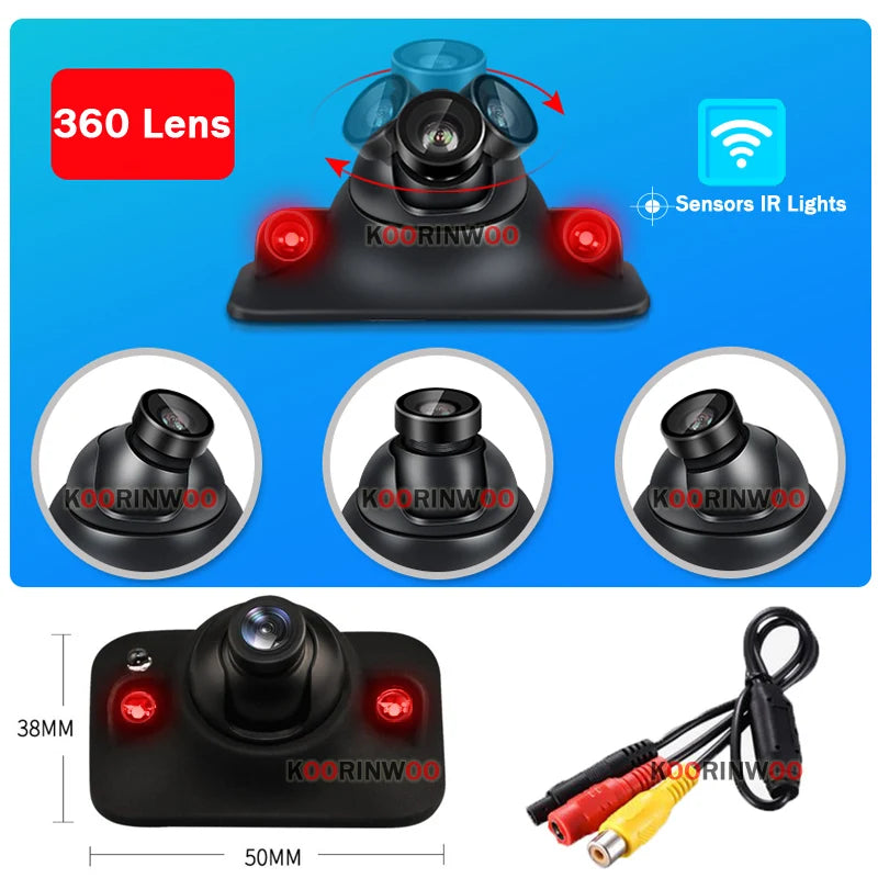OOWLIVEE LCD Monitor With 360 Around view Split Parking For Cars Camera 4 Channels Box IR Left Right Front view Camera Rear view