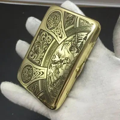 Pure Copper Engraving Cigarette Case, 16 Sticks, Anti-pressure Portable Storage, Smoking Vintage Box