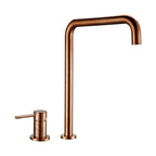 Smesiteli 360 Degree Swivle Kitchen Faucet Solid Brass Double Hole Single Handle Matt Black L-Shaped Kitchen Wash Basin Faucet