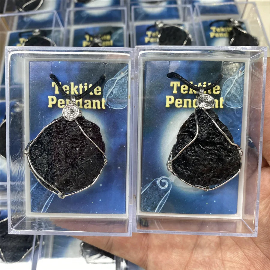 Hi-end Natural Stone Meteorite Black Tektite Specimen Spiritual Energy Stone Crystal Healing