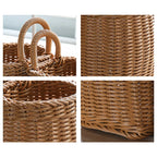 Kitchen Organizer Wall Hanging Storage Basket Woven Basket Decorative Flower Organizer Kitchen Tableware Fruit Vegetable Storage