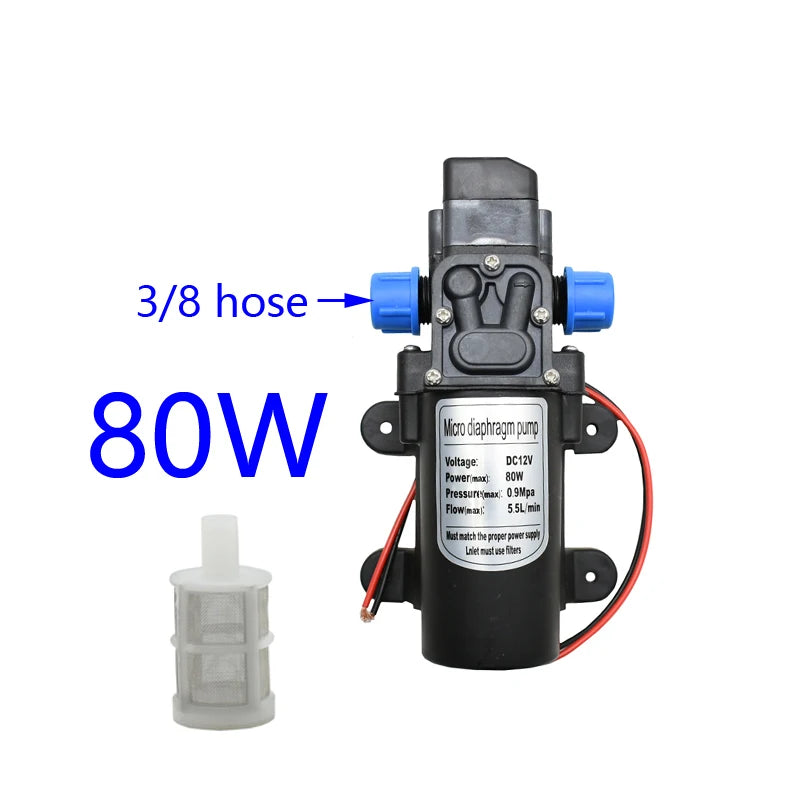 DC 12Volt 60w 80w 100w Diaphragm pump Water Micro High Pressure Self-Priming Booster Pump for Garden irrigation car wash