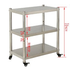 Stainless Steel Kitchen Storage Rack with Brake Wheels, Microwave Oven Rack, Multi-Layer Floor Stand