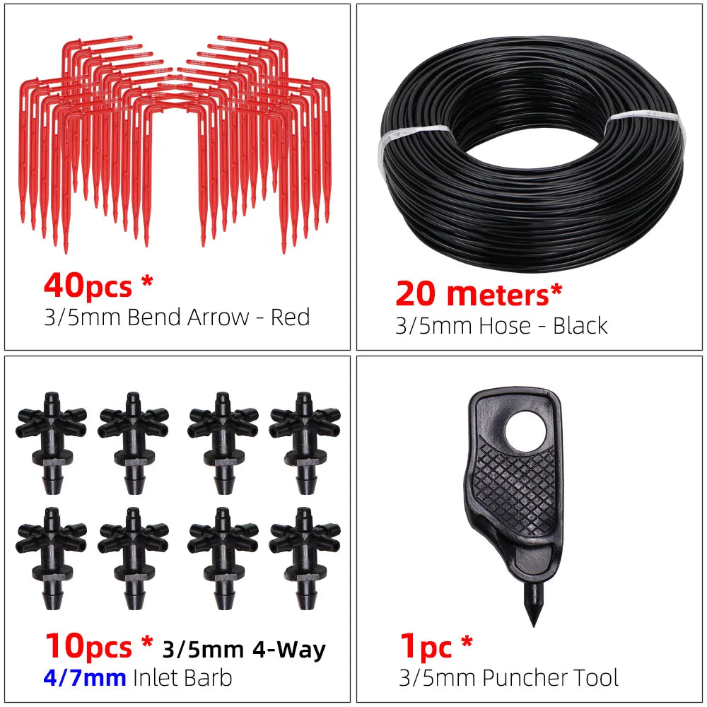 Greenhouse drip irrigation 4-way drip arrow 2-way transmitter irrigation system Potted plants with greenhouse suite 10set 20set