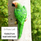 Resin Parrot Statue Wall Mounted DIY Outdoor Garden Tree Decoration Animal Sculpture For Home Office Garden Decor Ornament
