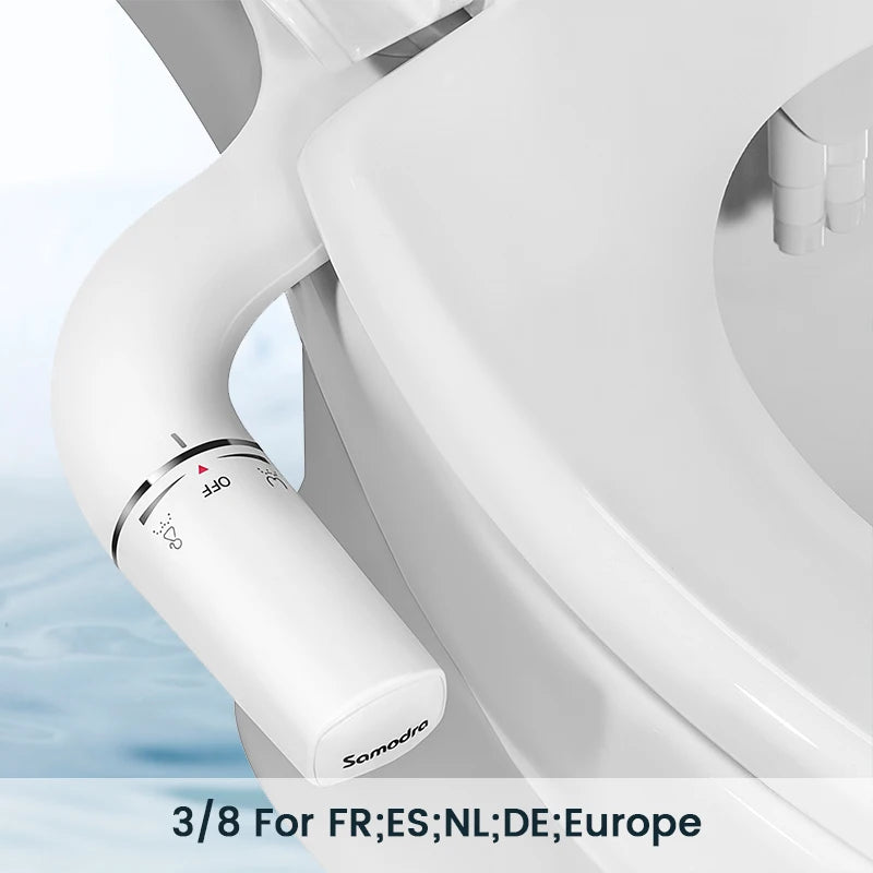 SAMODRA Bidet Attachment Ultra-Slim Toilet Seat Attachment Dual Nozzle