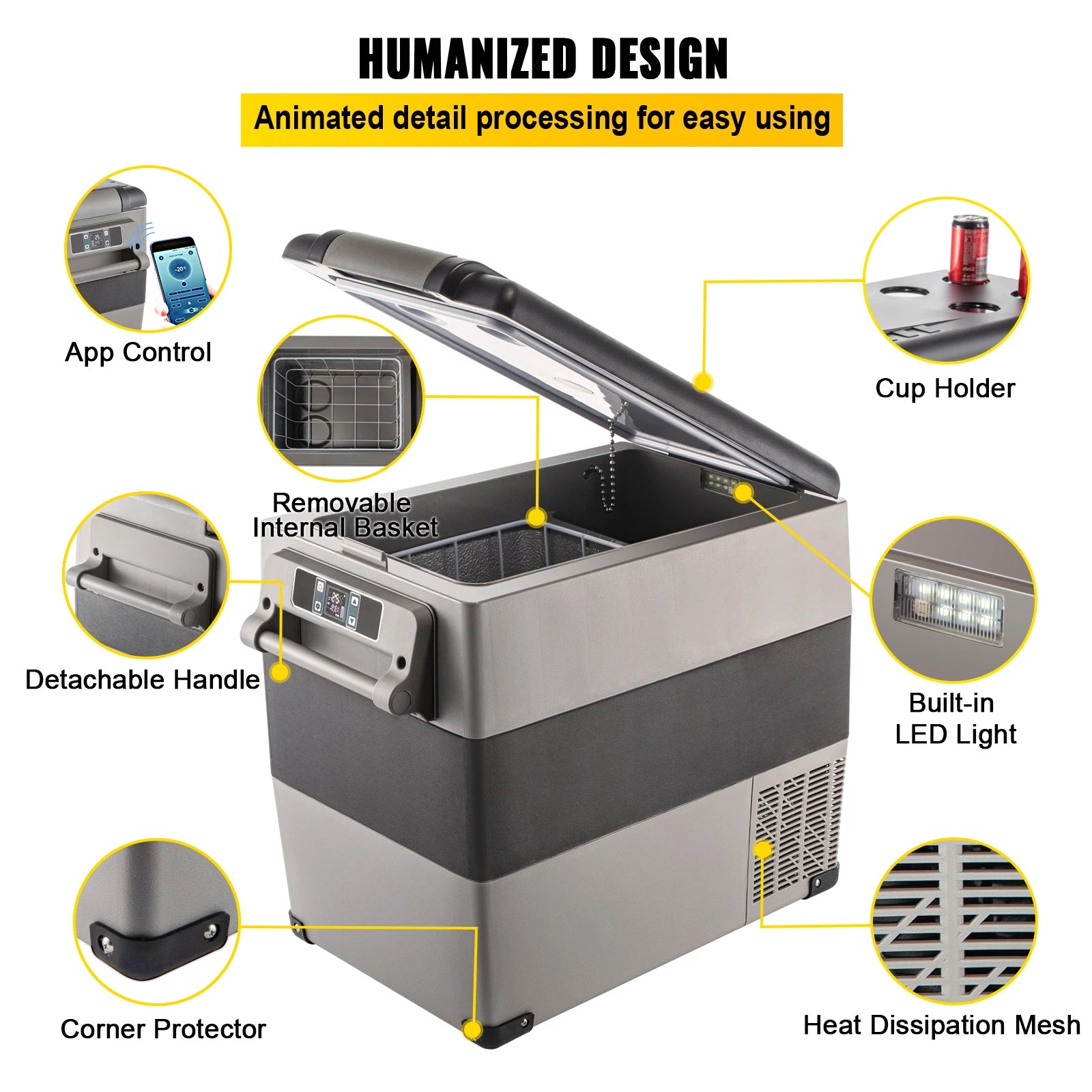 VEVOR Portable Car Refrigerator - Freezer Cooler 12/24V