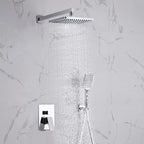 Black Concealed Shower System Rain Waterfall Bathroom Embedded Shower Faucet Set with Tub Spout