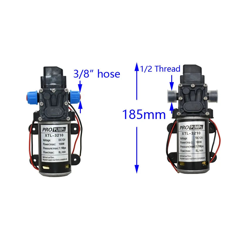 DC 12Volt 60w 80w 100w Diaphragm pump Water Micro High Pressure Self-Priming Booster Pump for Garden irrigation car wash