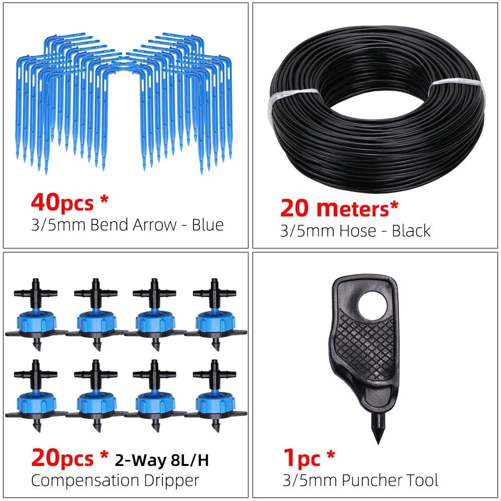 Greenhouse drip irrigation 4-way drip arrow 2-way transmitter irrigation system Potted plants with greenhouse suite 10set 20set