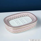 Nordic Home And Hotel Gold Inlay Double Layer Soap Holder Bathroom Ceramic Soap Dish With Drain Porte Savon держатель для мыла