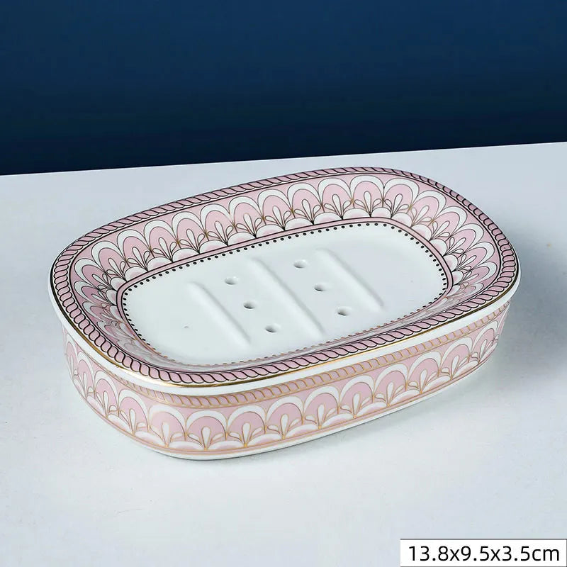 Nordic Home And Hotel Gold Inlay Double Layer Soap Holder Bathroom Ceramic Soap Dish With Drain Porte Savon держатель для мыла
