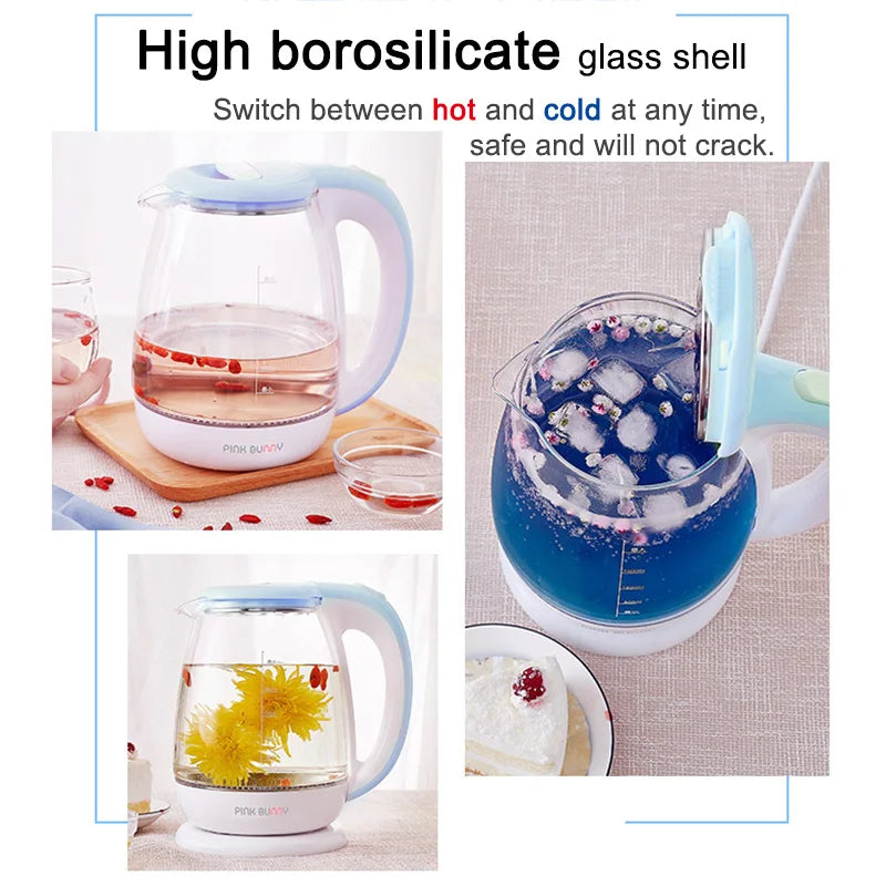 High Borosilicate Glass Kettle transparent blue light boiling water household kettle automatically power off prevent dry burn
