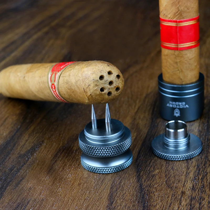 5 In 1 Portable Cigar Punch Cutter Gadgets Pocket Metal Holder Bullet Hole Cut with Cigar Drill Cigar Draw Enhancer Needle Tools