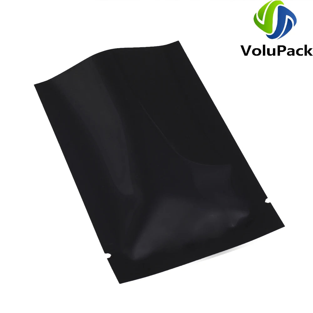 Reusable Metallic Mylar Organizer Bags, Open Top Pouches, Vacuum Heat Seal, Smell Proof Packaging Bags, Glossy Black