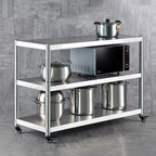 Stainless Steel Kitchen Storage Rack with Brake Wheels, Microwave Oven Rack, Multi-Layer Floor Stand