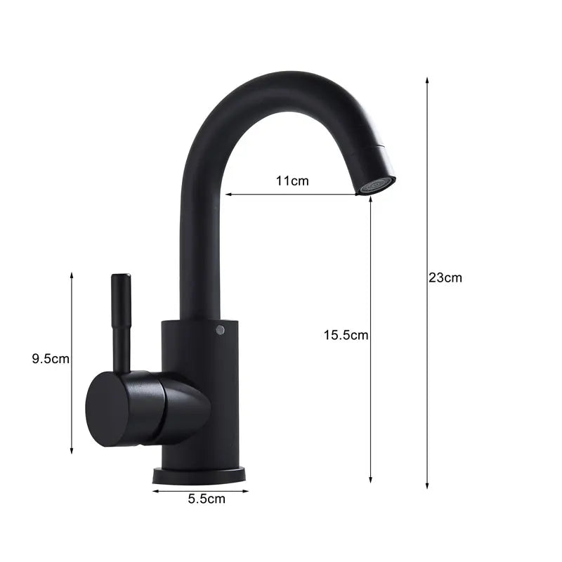 Black Modern Bathroom Basin Faucet Stainless Steel Hot Cold  Wash Mixer Crane Tap  Free Rotation Sink Faucets Single Handle