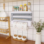 Kitchen Cling Film Rack Plastic Paper Towel Rack Durable Storage Rack With Aluminum Foil Cutter Storage Portable Rack