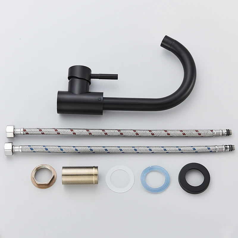 Dfrkjhre Bathroom Basin Faucet Matte Black Series for Sink Vessel Stainless Steel Hot and Cold Water Mixer Tap Crane