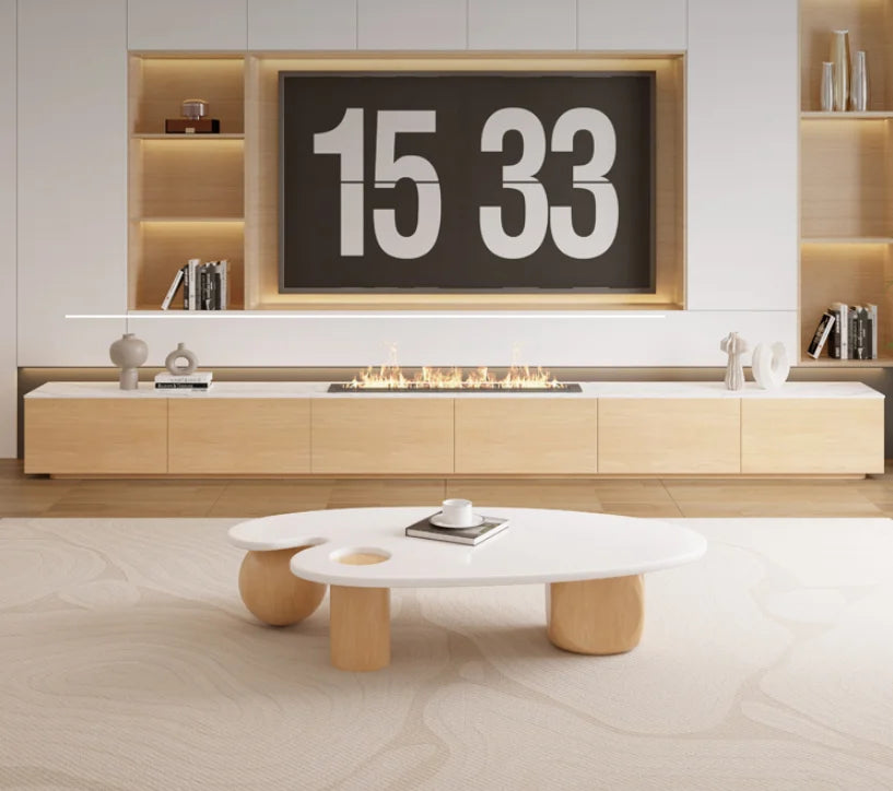 Luxury Log Rock Board TV Stand