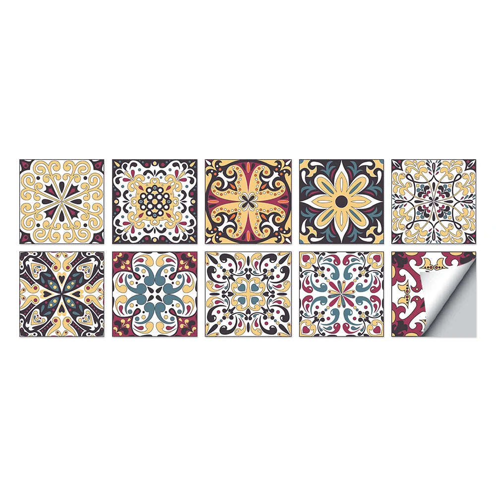 Tile Stickers Waterproof Kitchen Retro Moroccan Self Adhesive Bathroom Decal Vinyl Peel And Stick Wall Decoration Wallpaper